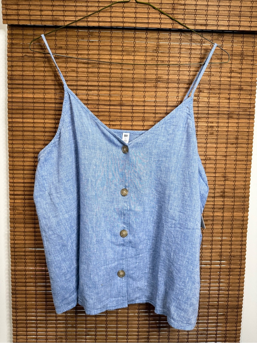 bp Light Blue Linen-Blend Button-Front Cami